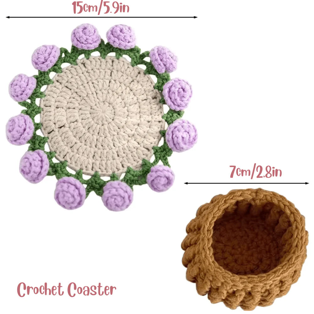 ๐น Woven With Love,Handcrafted Floral Coaster.