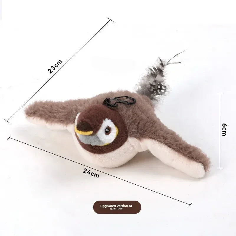 Flying Bird Fun for Cats, Dog Cats Touch-Activated Squeaky Toy Bird