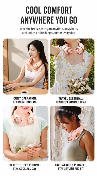 🍃 Neck Air Conditioner Fan – Ultra‑quiet, 360° rotating, 3 speeds. Hands‑free cooling, long battery. Summer essential!