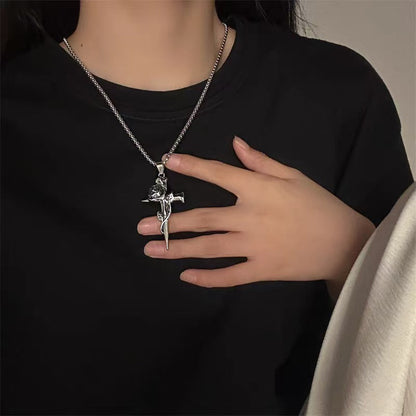 Rose Cross Necklace