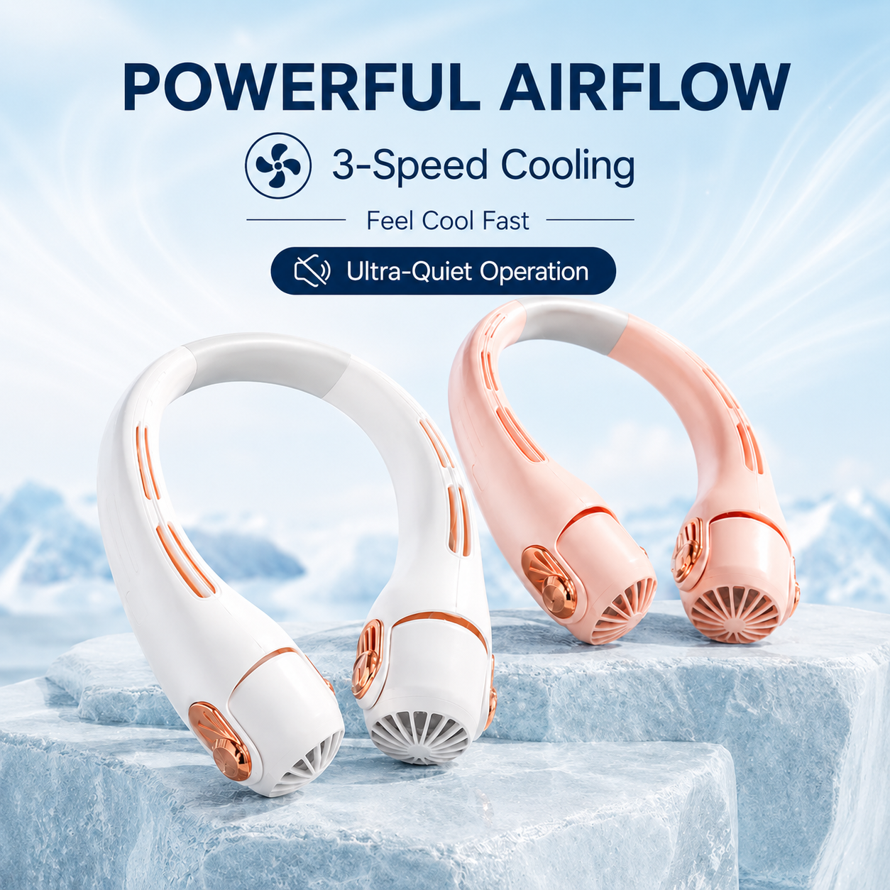 🍃 Neck Air Conditioner Fan – Ultra‑quiet, 360° rotating, 3 speeds. Hands‑free cooling, long battery. Summer essential!